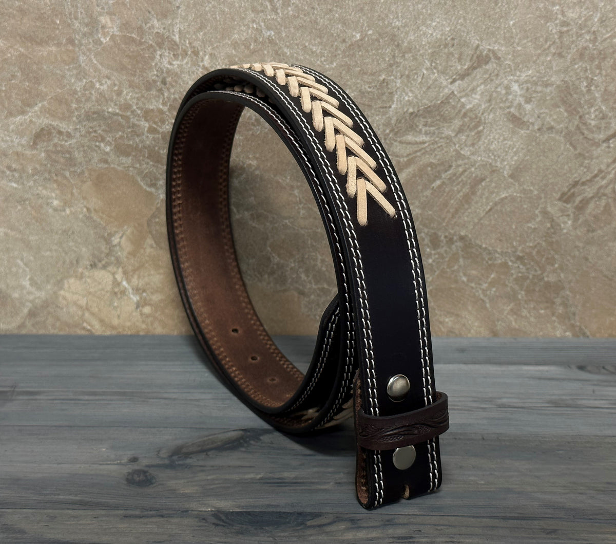 Western leather belt for