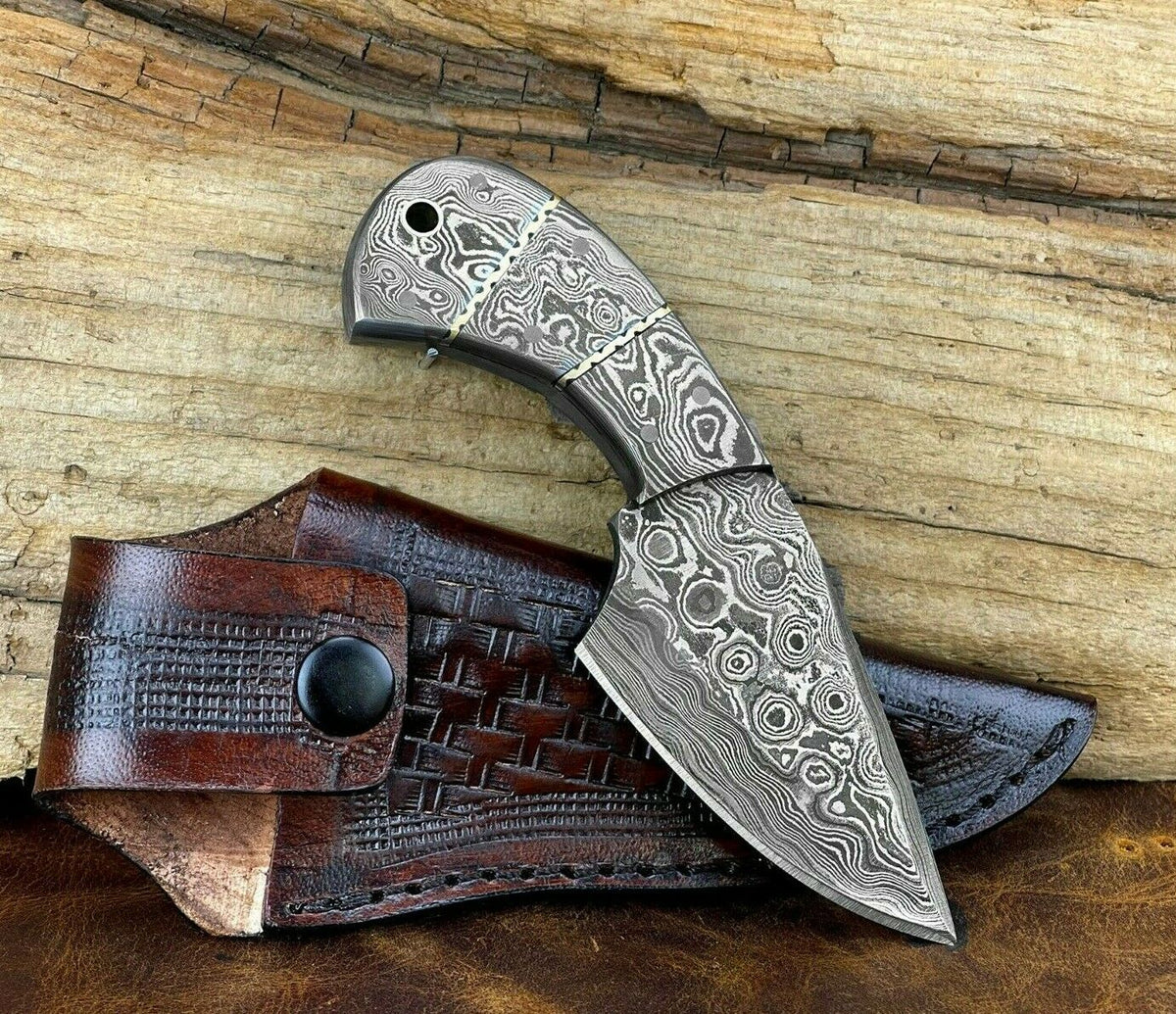 Arknife's Handmade Damascus steel Brown retailer Skinner knife, Pocket knife , gift for him