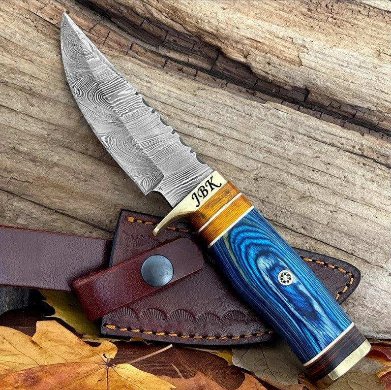 Damascus Steel Hunting Fixed Blade Knife 8'' Handmade Unique Gift