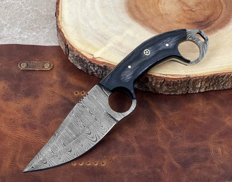 Personalized Damascus Steel Knife , 9 Handmade Fixed Blade Knife