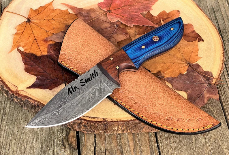Handmade Hunting Knife Personalized Damascus Steel Fixed Blade Knife Full Tang