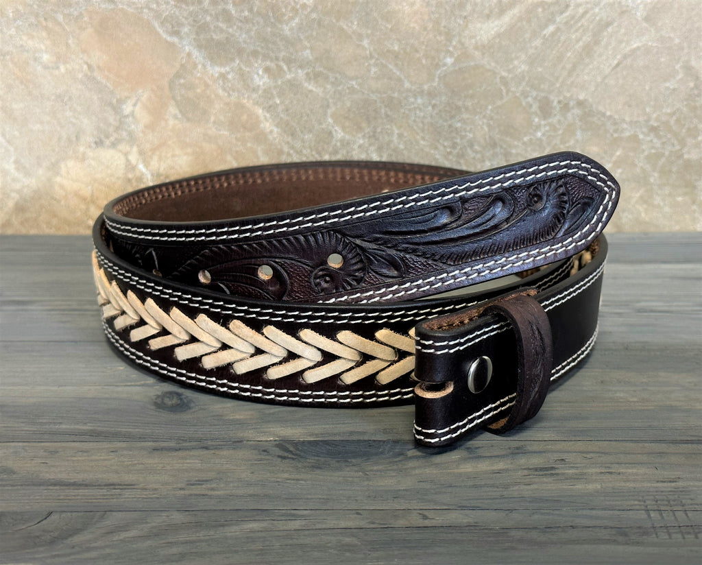 Genuine Leather Men's Western Belt Handmade Full Grain Leather Without Buckle 1 1/2" Wide