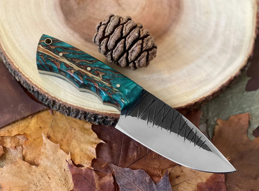 Pine Cone Handle Fixed Blade Knife, Custom Full Tang Hunting Knife