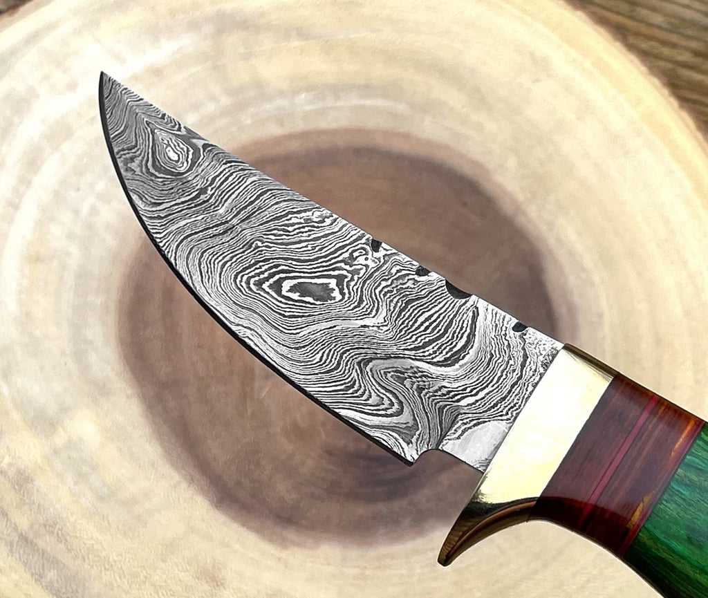 Damascus Steel Fixed Blade Hunting Knife Handmade Personalized Gift