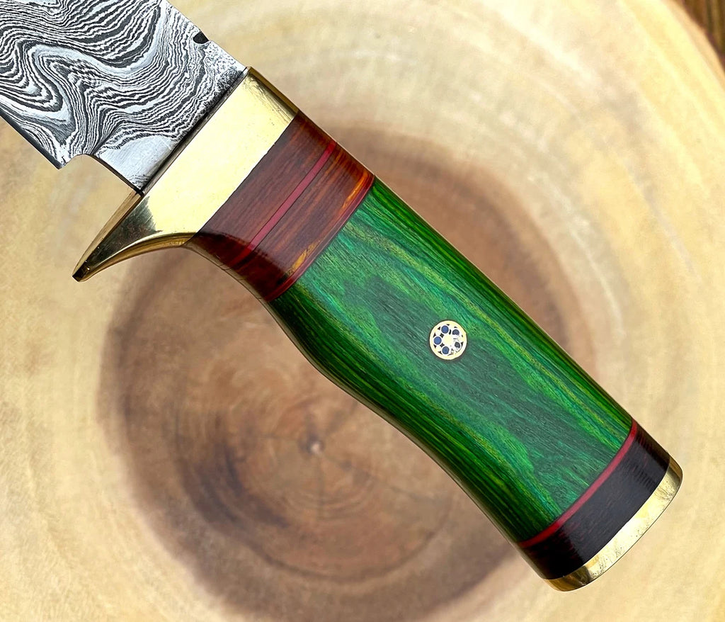 Damascus Steel Fixed Blade Hunting Knife Handmade Personalized Gift
