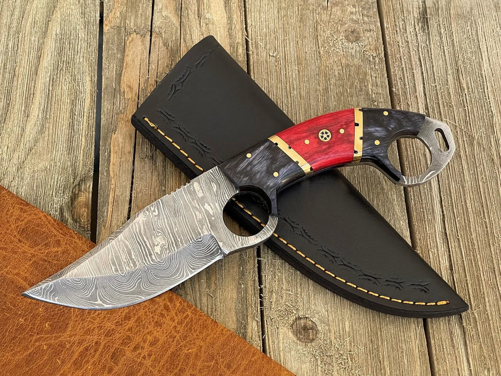 Personalized Damascus Steel Fixed Blade Knife, Full Tang Engraved Knife