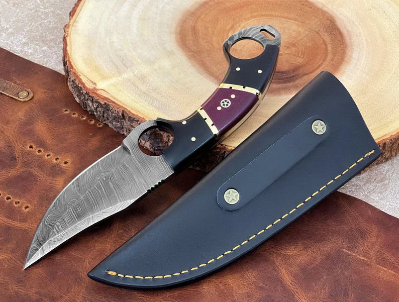 Personalized Damascus Steel Hunting Knife with Micarta Handle