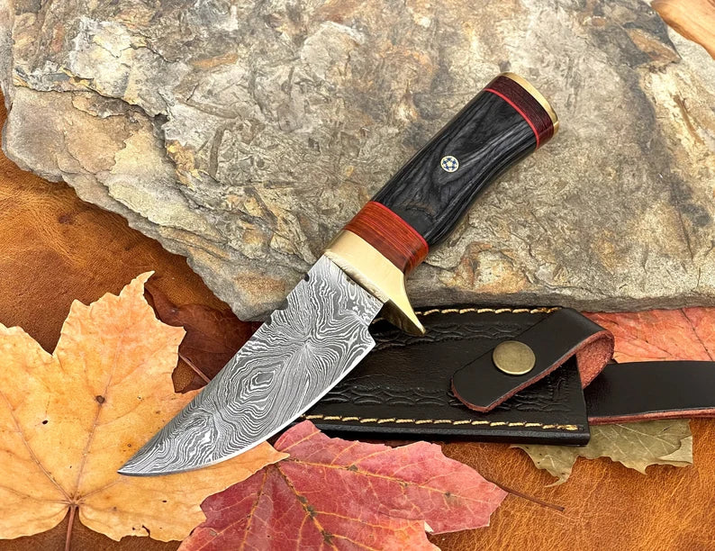Damascus Steel Fixed Blade Hunting Knife