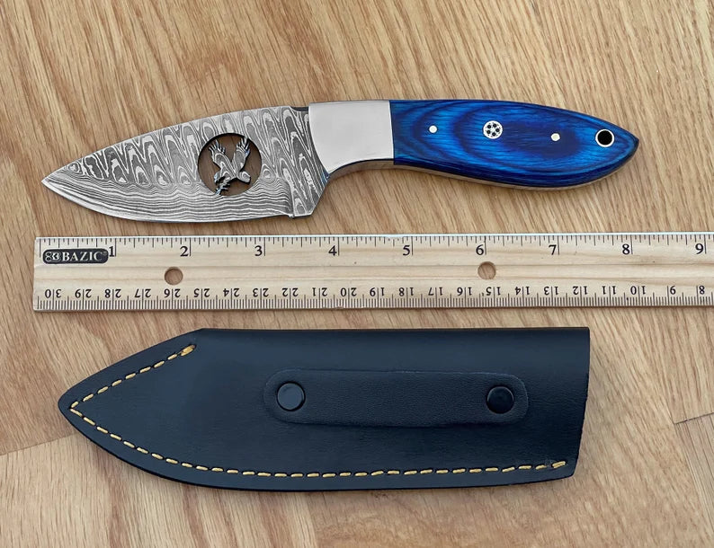 Fixed Blade Pocket Knife, Personalized Damascus Steel Fixed Blade Hunting Knife