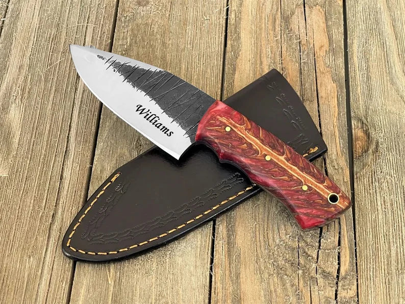 Hunting Knife with Pine Cone Handle High Carbon Steel, Handmade Fixed Blade Knife